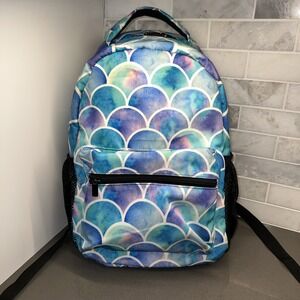 Backpack Aqua Blue/Green Mermaid Scales Zipper School Bag